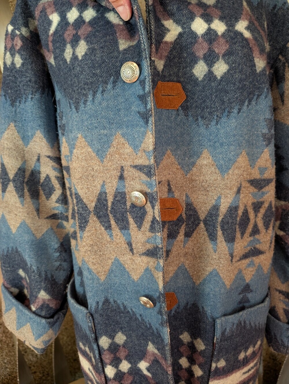 vintage TASHA POLIZZI blanket coat western M - Picture 5 of 13